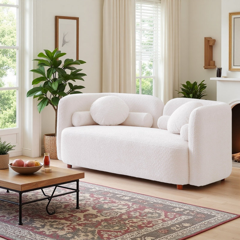 Canapé 69 po 69 po, H 34,65 po x l 69,29 po x P 28,35 po, Blanc