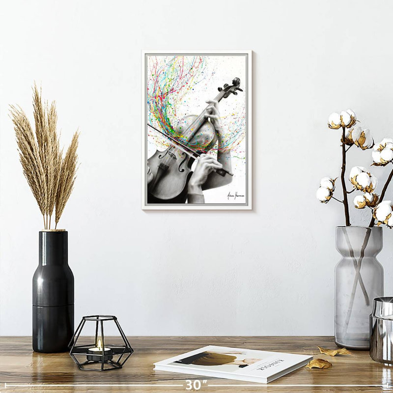 The Violin Solo, 9" x 13", Floating Frame White