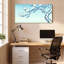 Ensemble de 1 tableau sur toile représentant une branche de magnolia bleu et blanc-541532073