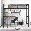 Lit mezzanine simple en métal et panneau de fibres à densité moyenne avec bureau et tablette-269815385