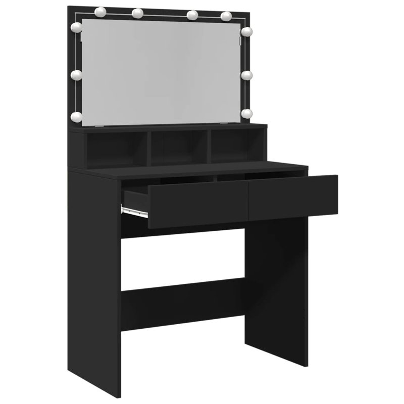 Dressing Table with Mirror, Black