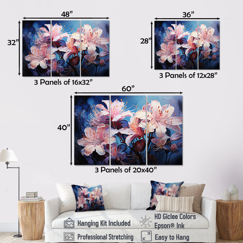 Hibiscus rose, jardins enchantés - ensemble d'art mural sur toile Hibiscus, Toile tendue, H 60 po x l 60 po x P 1,5 po