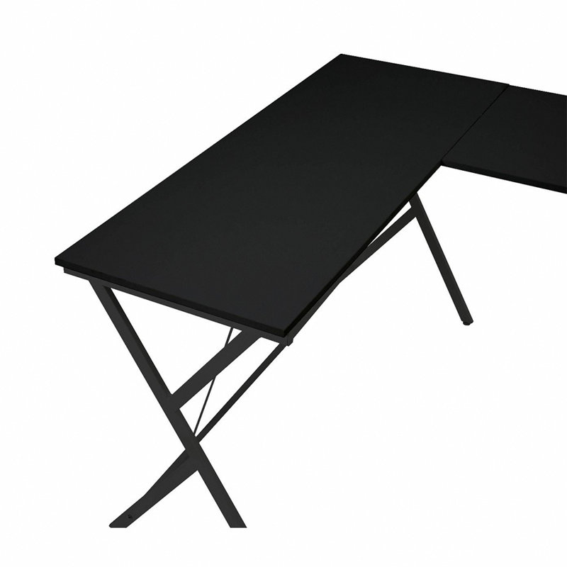 Bureau d'ordinateur en L avec support d'ordinateur, noir