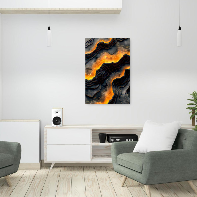 Molten Flow Abstract Bold Modern Landscape Nature Wall Art Print 1 Piece Wrapped Canvas Wall Art, 91.44cm H x 60.96cm W