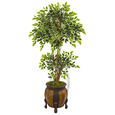 59'' Faux Ficus Tree in Wood Planter