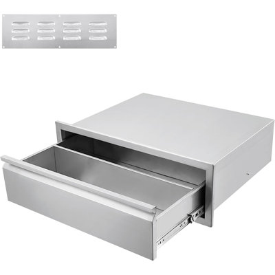 1-Tier Stainless Steel Outdoor Kitchen Drawers, Weatherproof BBQ Storage, Patio Grill Island