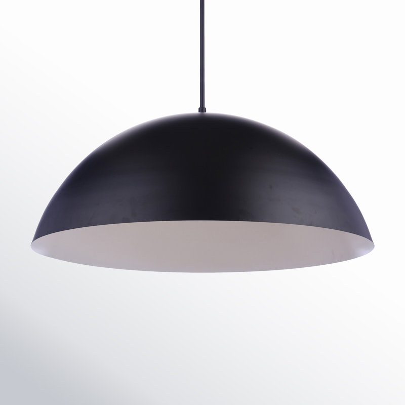 Sculptural Statement Pendants 1 - Light Matte Black LED Dome Pendant, 52.13" H x 15.13" W x 34.75" D