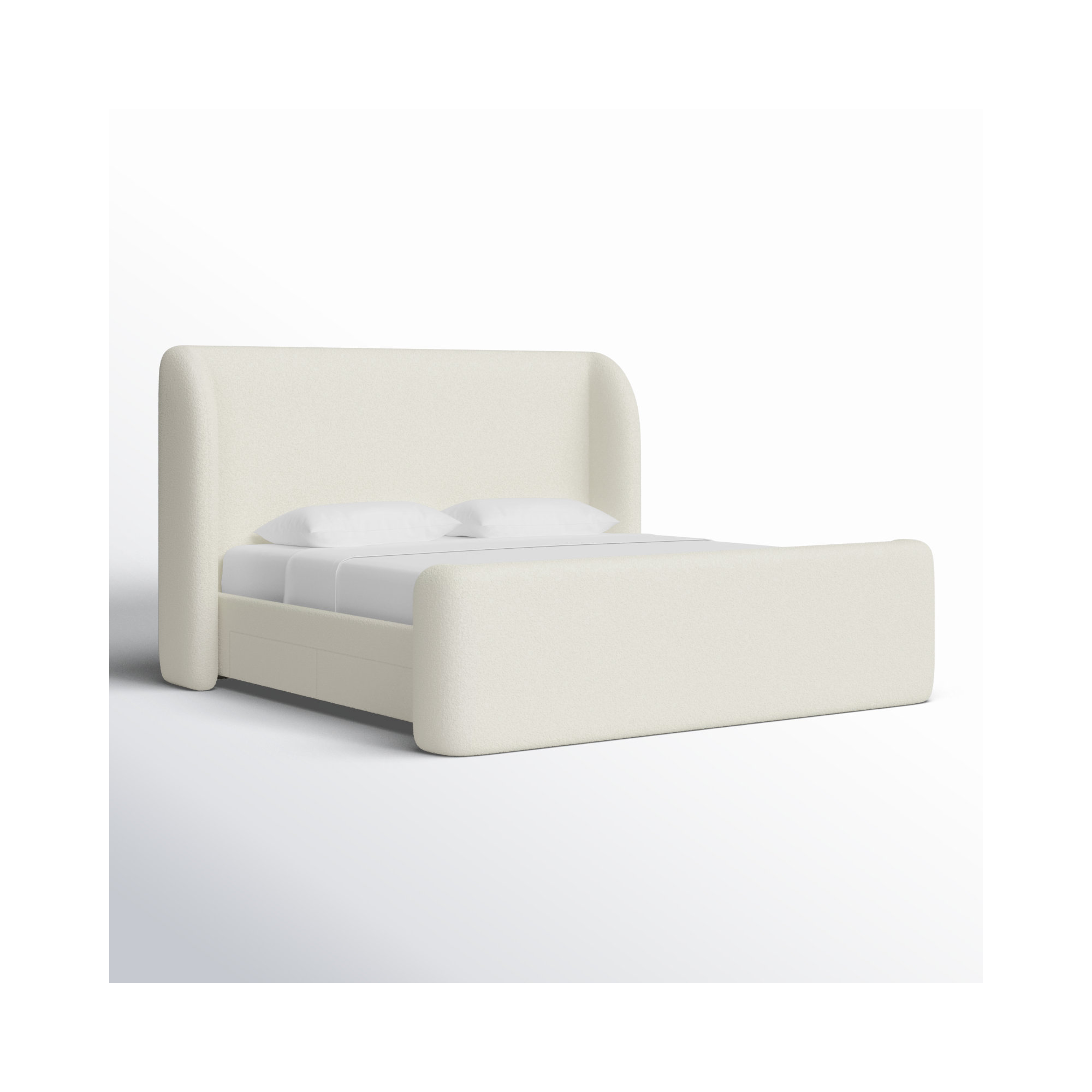 Lizzie Upholstered Storage Bed, Cream Boucle, King