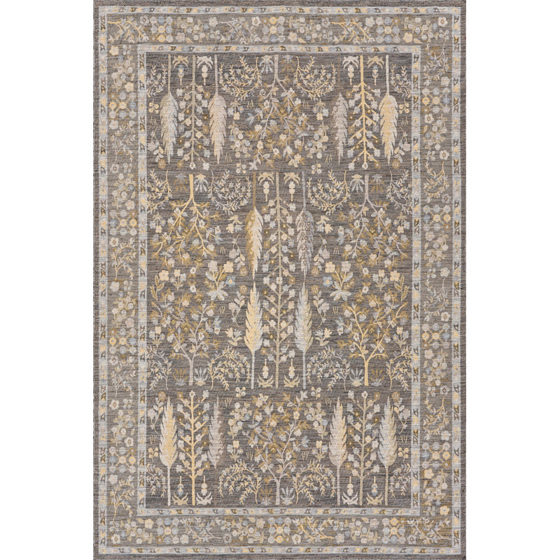  Delyra Indoor/Outdoor Traditional Area Rug, Gray, Runner 2'6" x 8'
