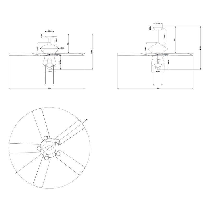 Osiris 52'' Ceiling Fan with Light Kit