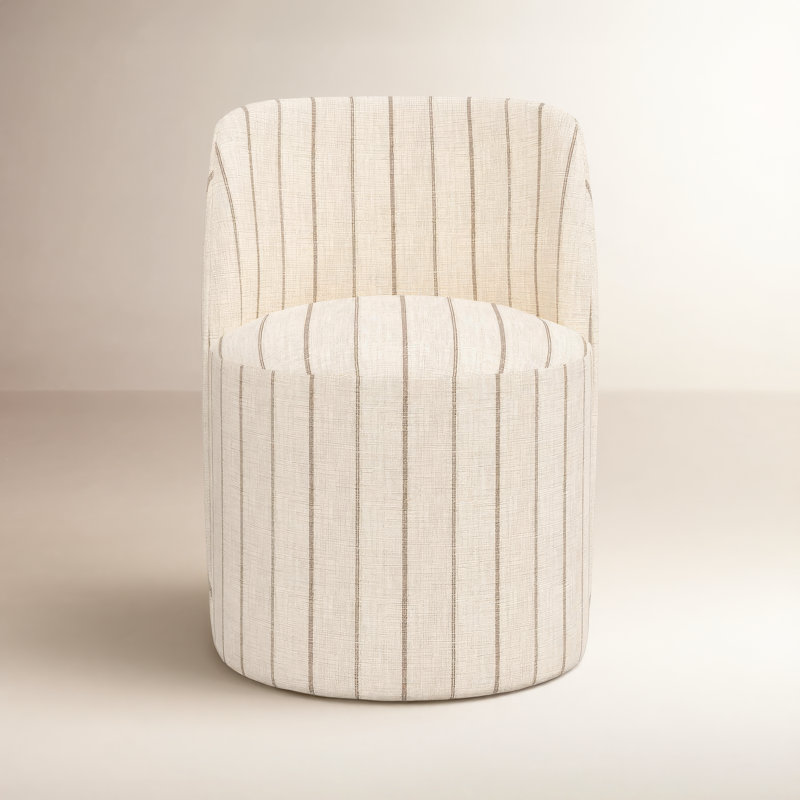 Begonia Upholstered Solid Wood Dining Chair, Fritz Charcoal Stripe