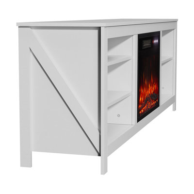Latitude Run 178cm W Black Electric Fireplace with 5120 BTU