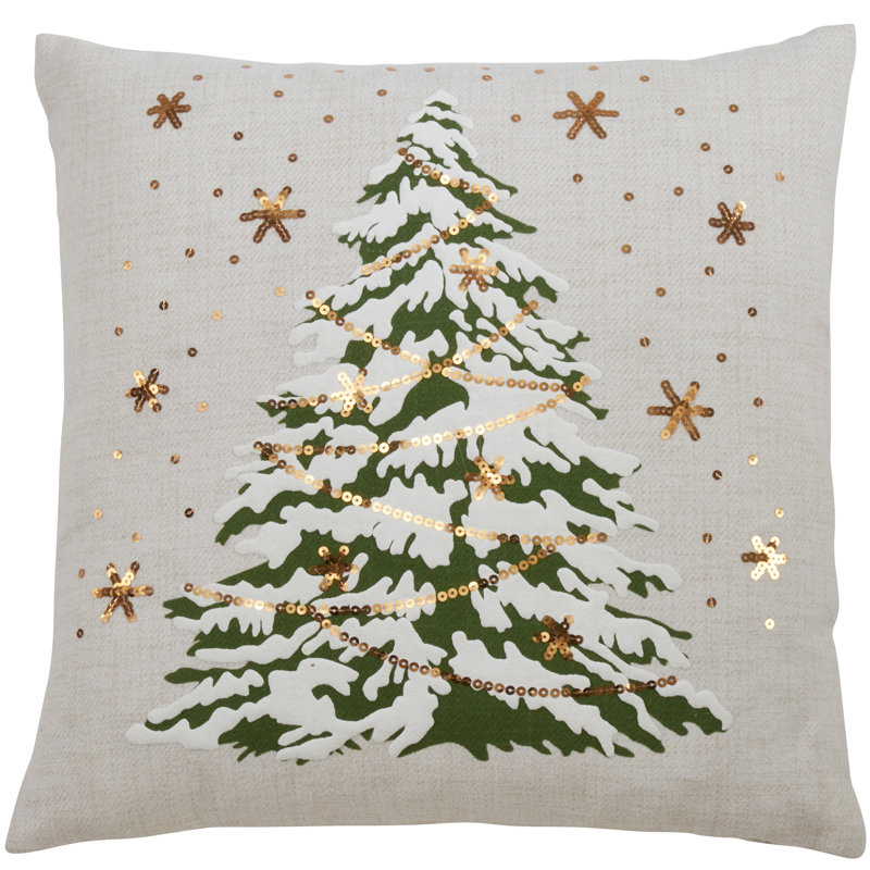 Christmas Tree 18" Throw Pillow, White, Polyester