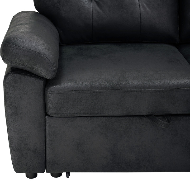Canapé-lit d'angle convertible en forme de L de 88,5 pouces avec méridienne de rangement et accoudoirs rembourrés doux et moelleux.