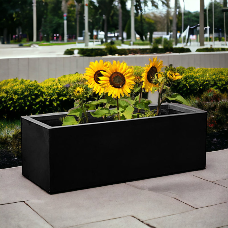Connoisseur Handmade Planter Box, Black, 30" H x 48" W x 12" D