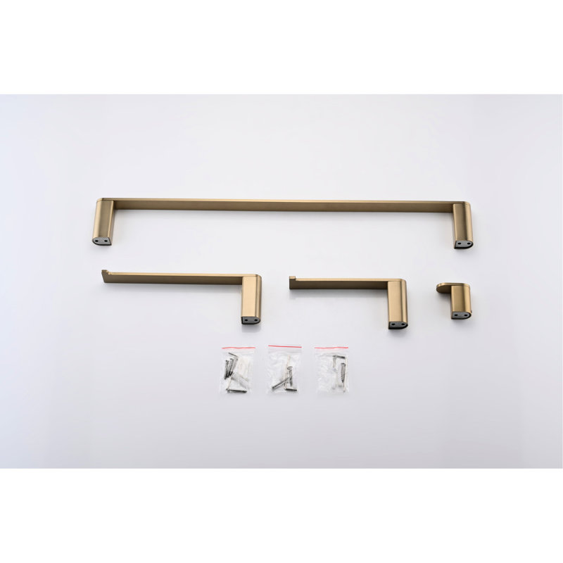 Nécessaire de salle de bain mural en acier inoxydable brossé, 4 pièces,