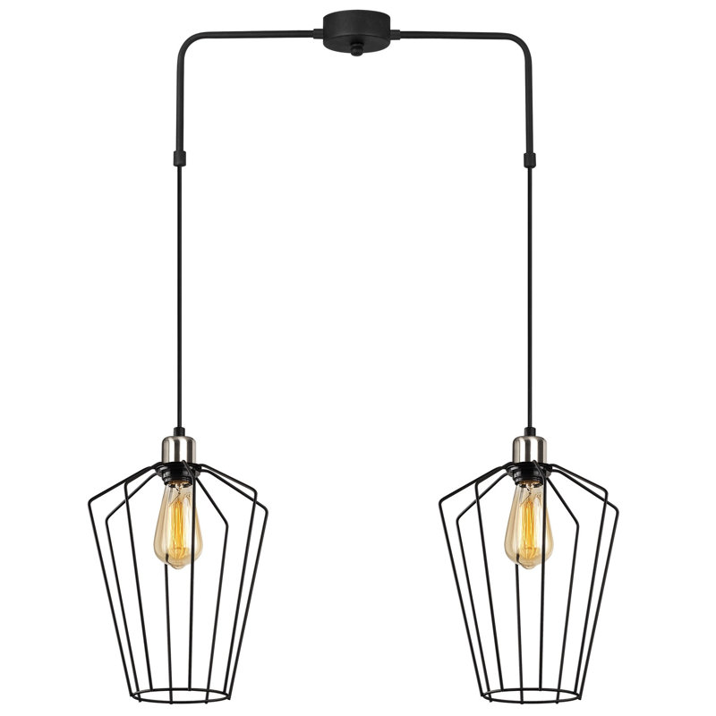 Luminaire suspendu géométrique à 2 lumières pour îlot de cuisine Corsham