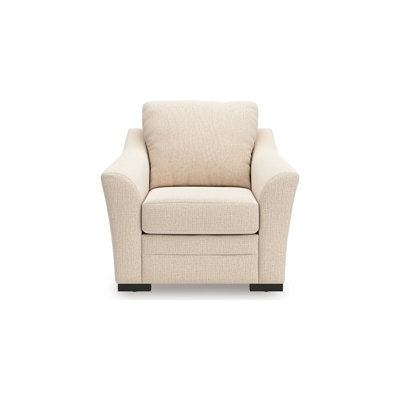 Jimy Sofa Armchair, Flared Arms And Reversible Cushions, Ivory Polyester