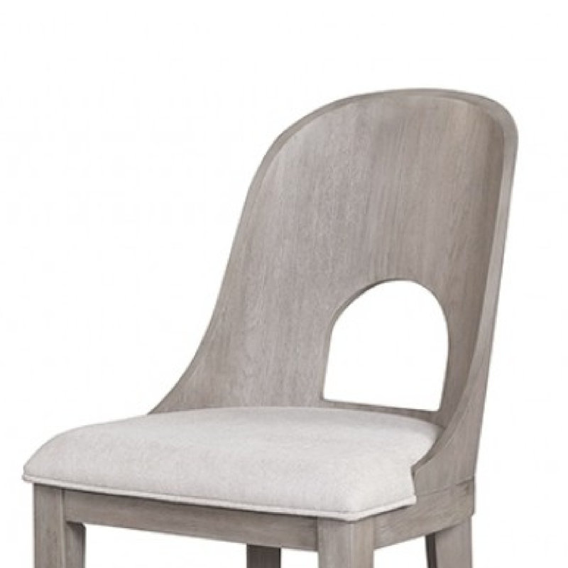 Ensemble de 2 chaises à hauteur de comptoir Zoko, dossier découpé incurvé, blanc délavé