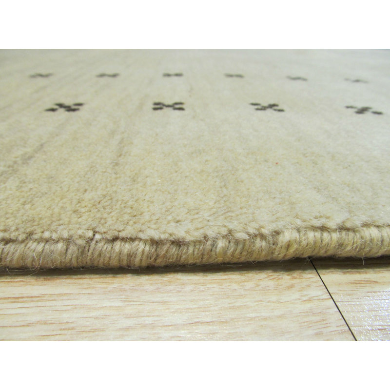 Jasmine Alluring Beige Handmade Wool Transitional Solid Area Rug, Rectangle 3' x 5'