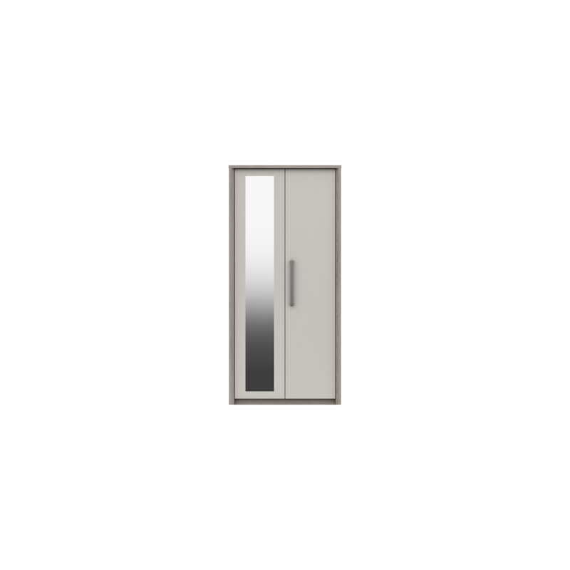 Colville 2 Door Manufactured Wood Wardrobe, Grey Oak/White Grey Gloss