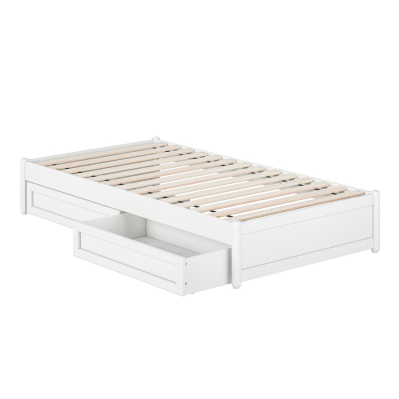 Lit avec rangement Lamariah, Blanc, Simple
