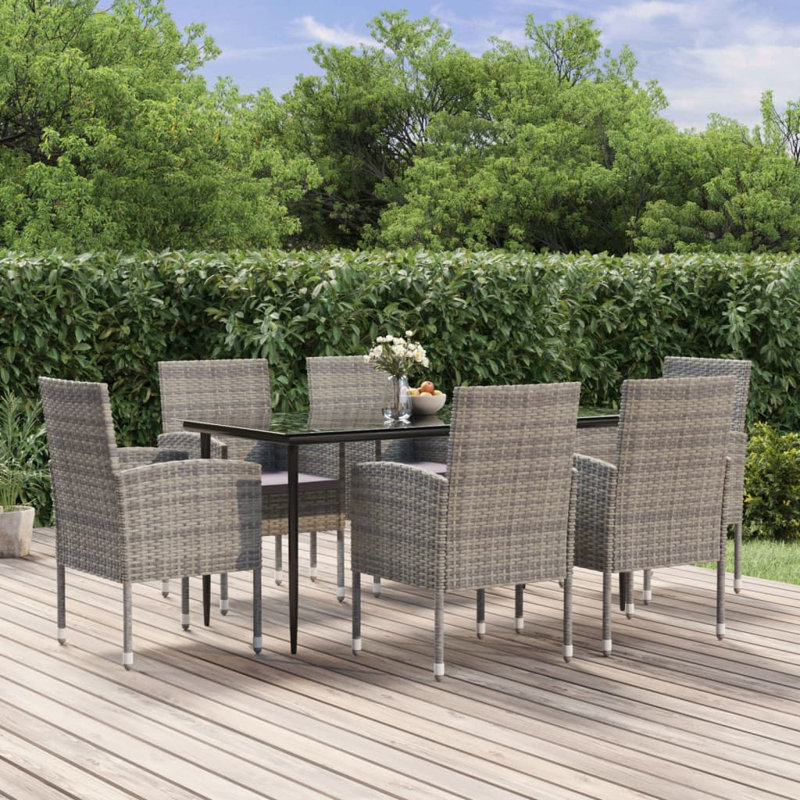 Ensemble repas pour 4 personnes Cinzia, Table de 63 po de longueur, 4, Gris / Noir