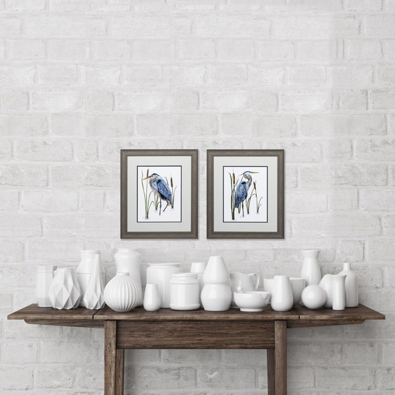 Décoration murale encadrée 22 po x 19 po Blue Heron
