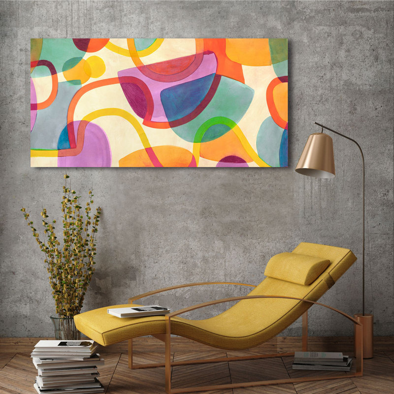 Colourful Abstract Painting: Fun Fair by Steve Roja - Wrapped Canvas Painting, 50cm H x 100cm W x 4cm D