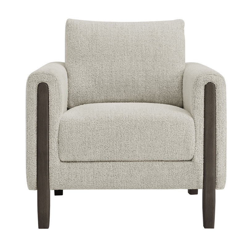 Hawken Boucle Fabric Accent Armchair, Parchment Espresso, Parchment Espresso
