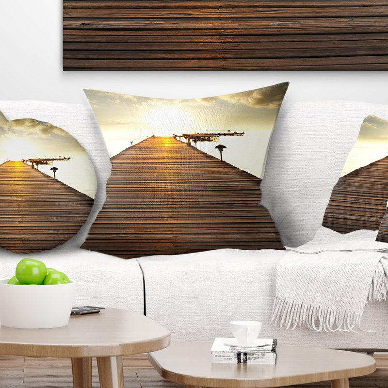 Coussin de grande boardwalk de pont de couleur solaire, 16 po x 1 po, Coussin décoratif
