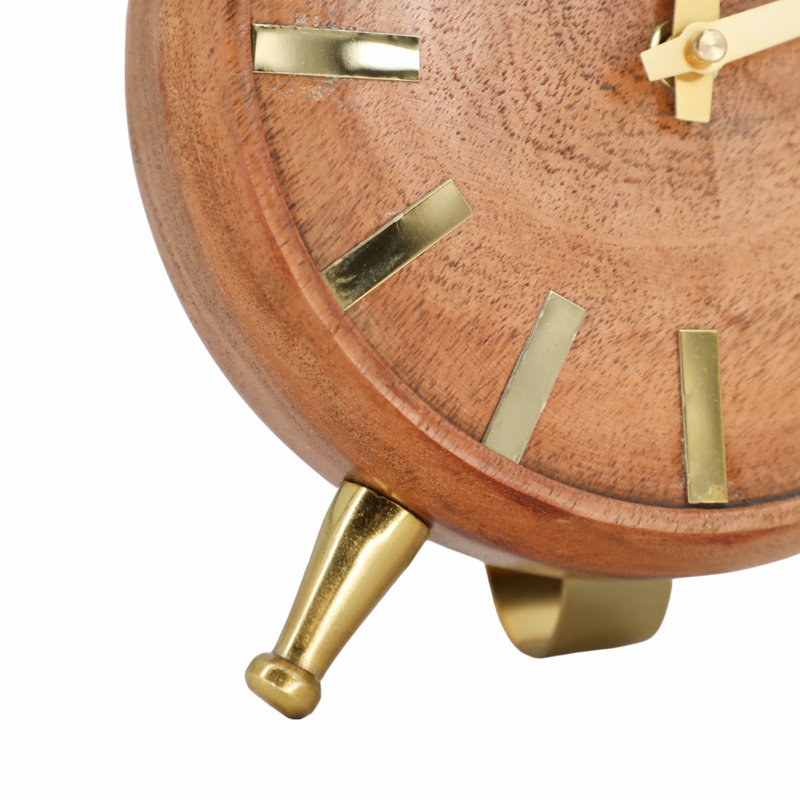 Glam Analog Clock with Metal Resin Mango Wood and Aluminum Construction and Modern Design Elements for Stylish Decorative Accent Display
