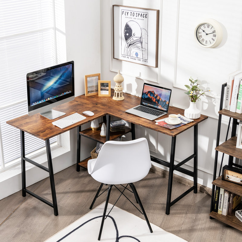 L-Shaped Steel Computer Desk