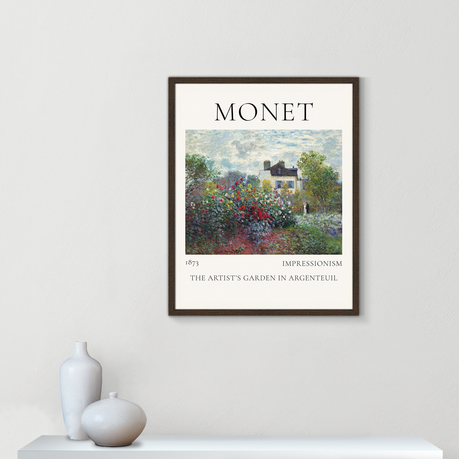 Artists Garden in Argenteuil Print by Claude Monet, No, Walnut Single Picture Frame, 29.5" H x 23.5" W x 0.75" D