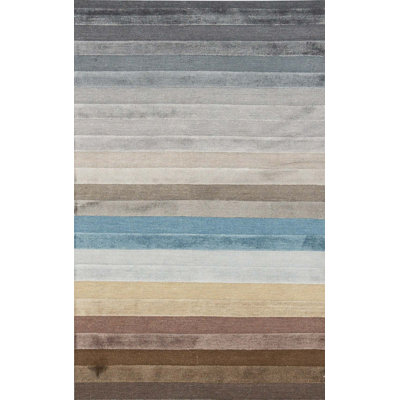 Tapis gris et brun noué à la main de haute qualité