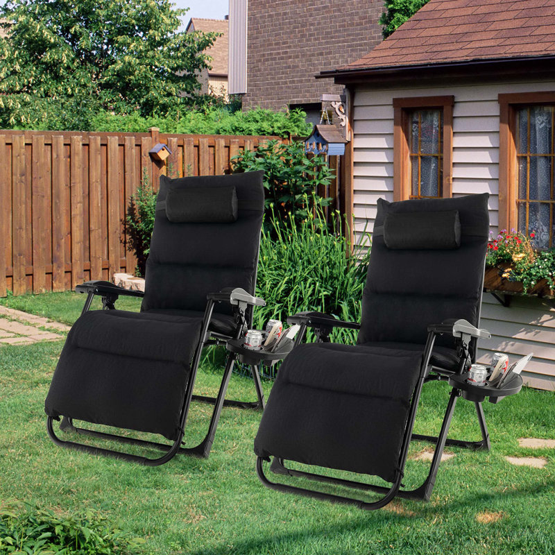 Chaise pliante zéro gravité avec coussin Garriga, Noir
