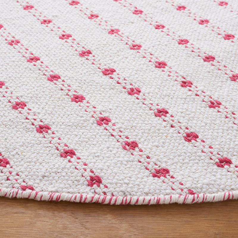 Aitken Flat Weave Cotton Geometric Rug, Round 6'