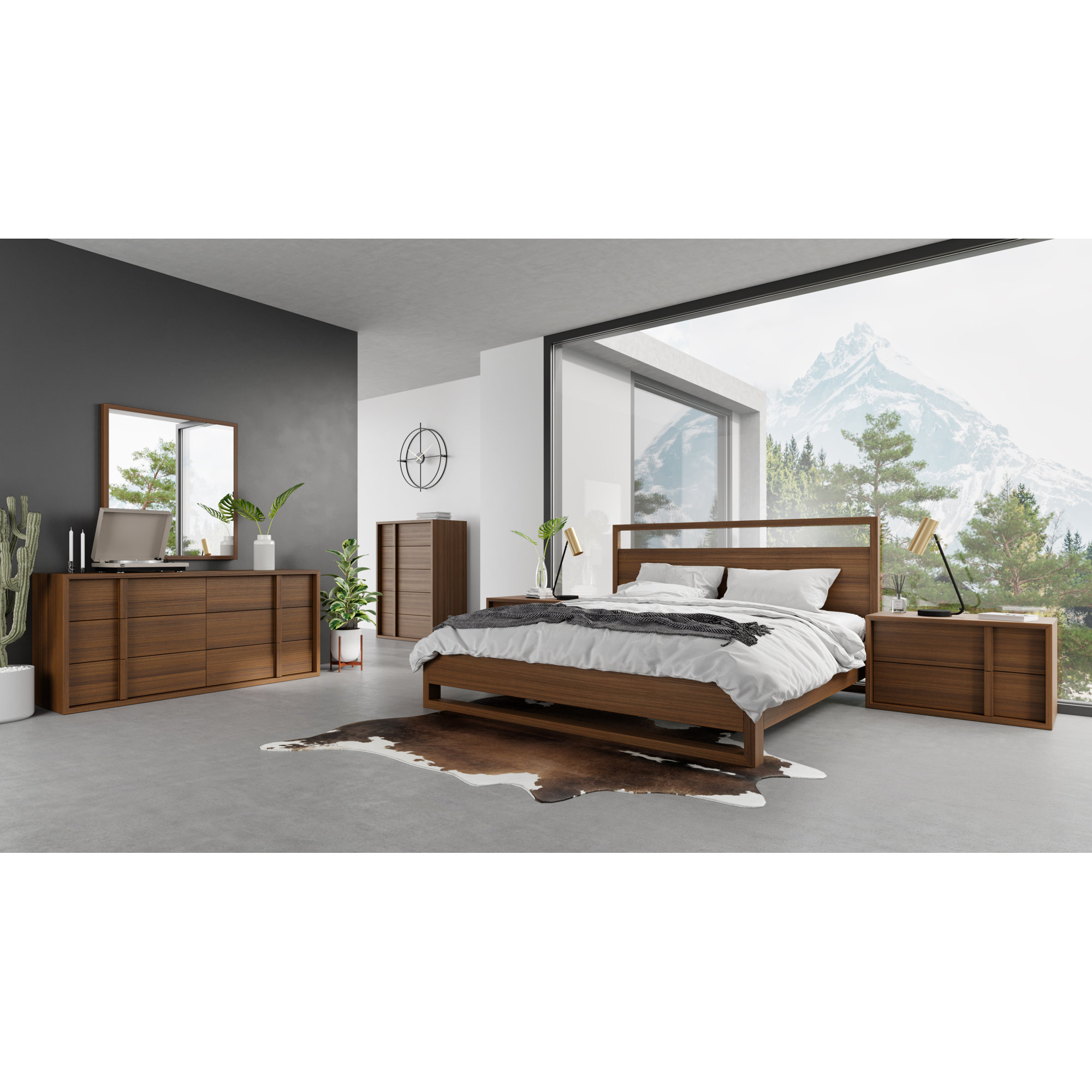 Alvarez 5 - Piece Bedroom Set, Queen, Walnut