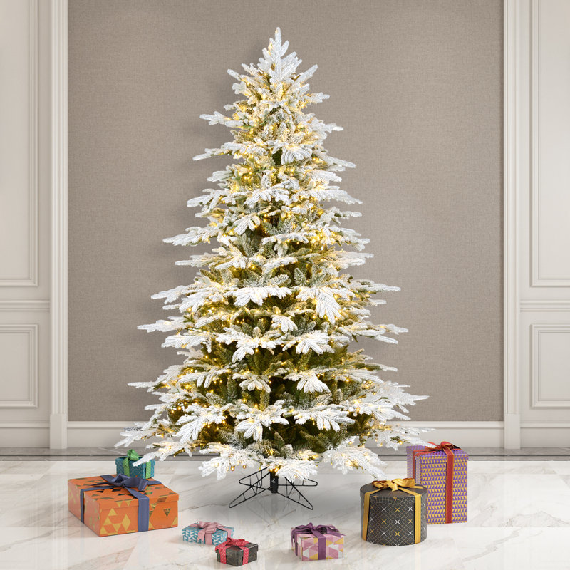 Vickerman 10'' X 74" Flocked Kamas Fraser Artificial Christmas Tree, Warm White Low Voltage 3MM LED Lights, 10' H