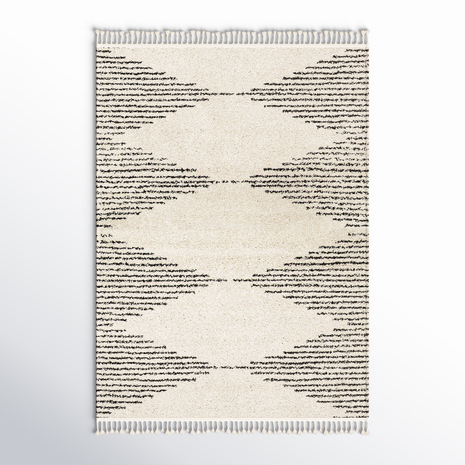 Reserve Trellis Shag Area Rug for Living Room Bedroom Dining Room Nursery, Off White/Charcoal, Rectangle 5'3'' x 7'7''