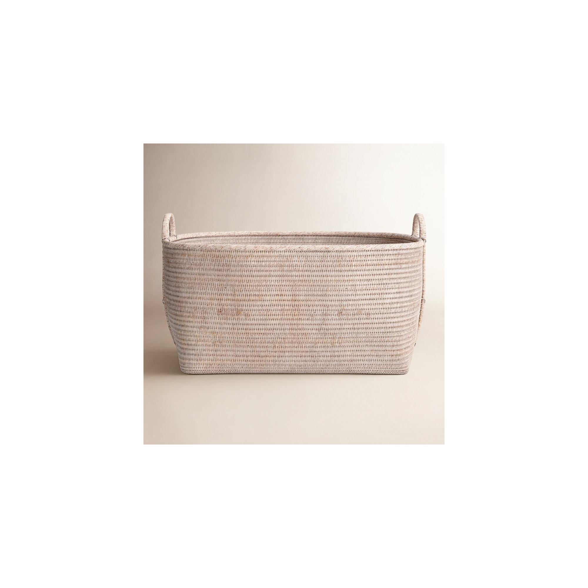 Thelma Handmade Rattan Decorative Basket 1, 14" H x 25" W x 22" D, White Wash