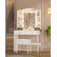 Dressing Table with Stool, Vanity Table with Mirror, Vanity Desk with Three-Color Adjustable Lighting, 4 Compartments, 2 Drawers, White 