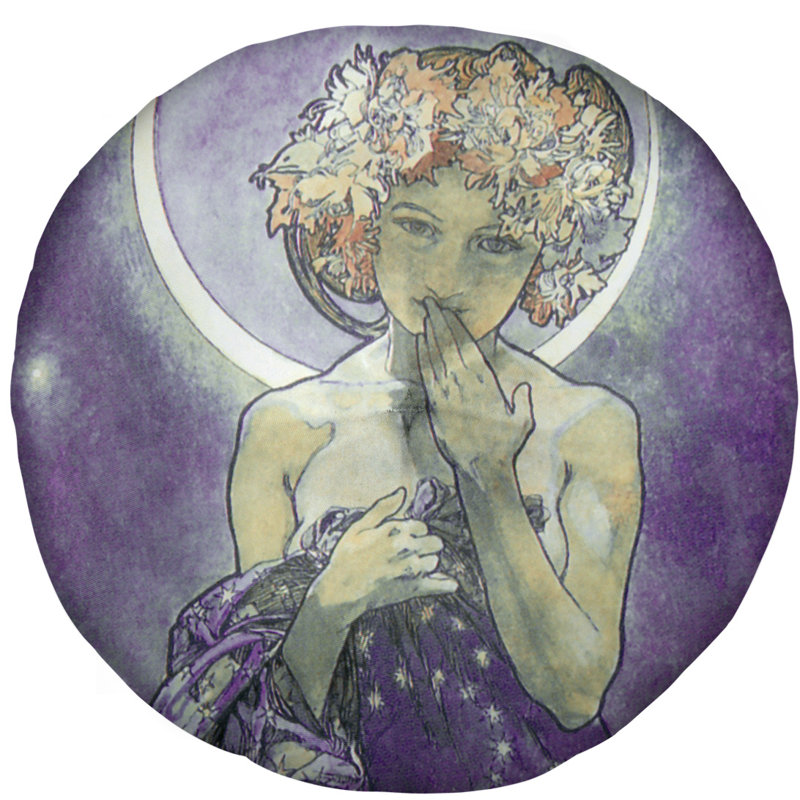 Coussin de sol alphonse mucha moon star, 31,5 po x 63 po, Mauve