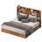 Ivy Bronx Wooden Bookcase Storage Bed with 4 Underbed Drawers, LED Light & Charging Station-1290621143-1283774814