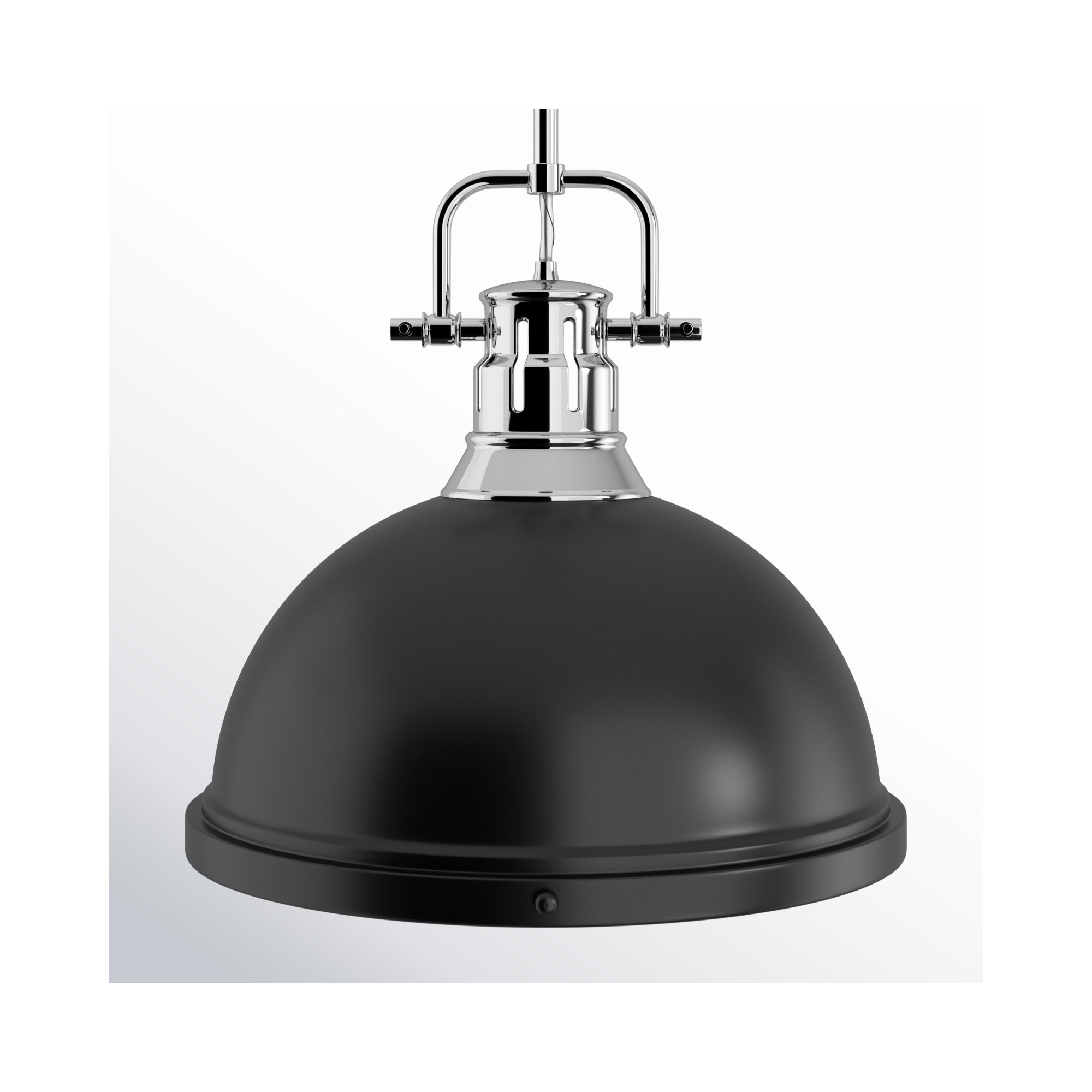 Calico Single Light Steel Dimmable Pendant, Matte Black, Chrome
