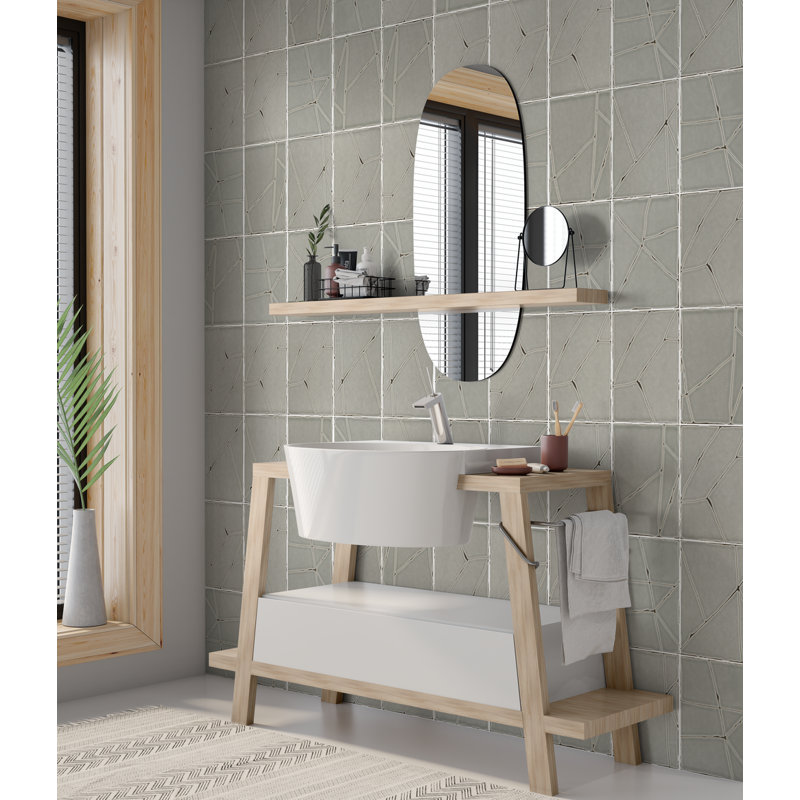 Mori 8 in. x 12 in. Linear Glossy Porcelain Tile, Gray