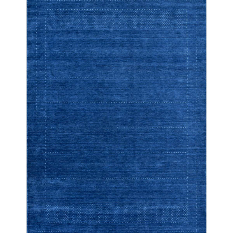 Tapis bleu de haute qualité noué à la main, Rectangle 9 pi 9 po x 13 pi 9 po
