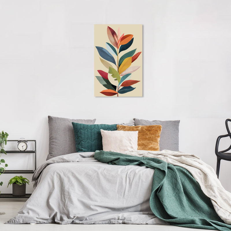 «Floral and Botanical Modern Color Leaf II Modern White», reproduction d'art sur toile, H 24 po x l 16 po x P 0,8 po