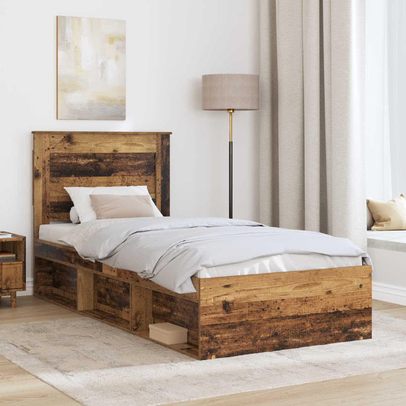 Solid Wood Bed, Old Wood, Single (3')