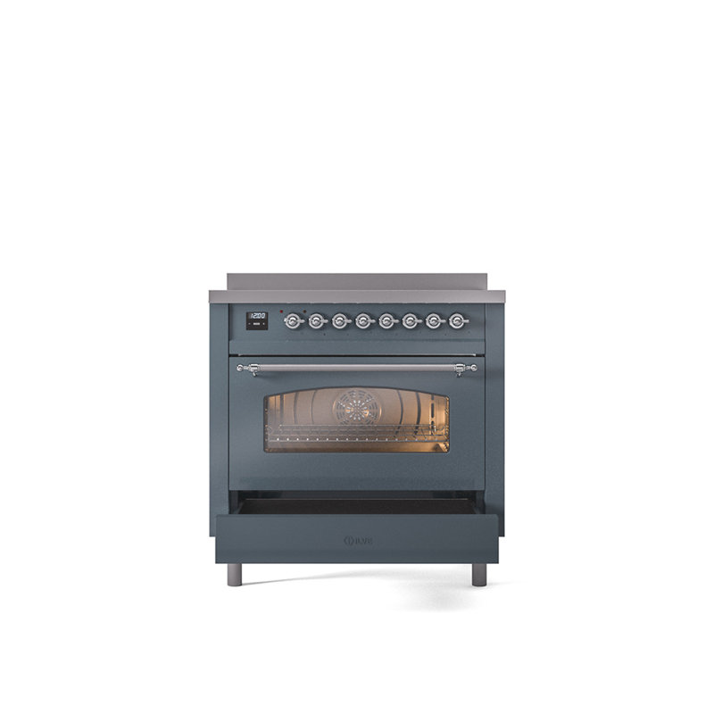ILVE Nostalgie II 36 in Induction Range, Blue Gray/Chrome